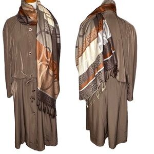 Women’s Brown Neutral Tones Color Block Fringe Faux Cashmere Scarf Shawl Wrap